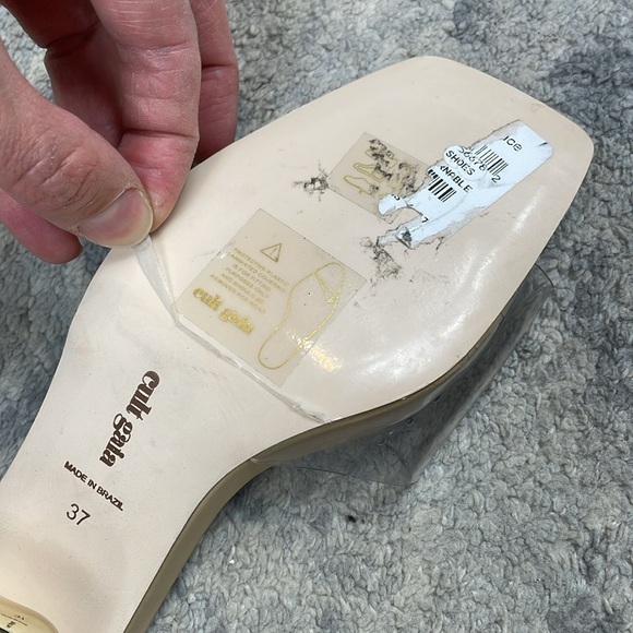 New Cult Gaia Tyra Mule Clear PVC Sandal Metallic Gold Cinderella Sz 37 - Picture 13 of 16
